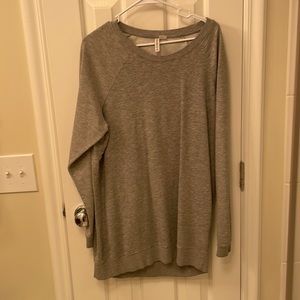 gray shirt dress or oversized light weight sweatshirt (to be worn with leggings)